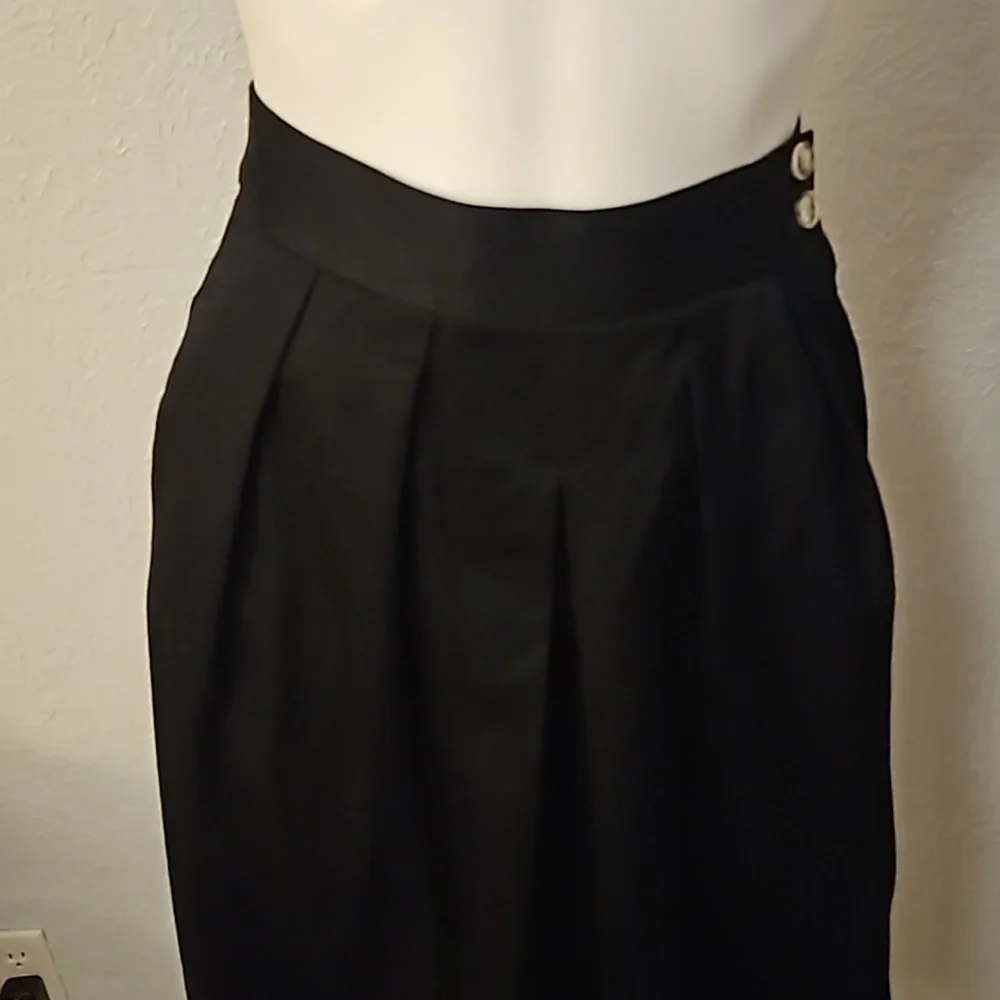VTG SILVERCORD 1970s Black High Waist Wide Barrel Leg Midi Cullottes